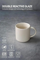 famiware Coffee Mug Set for 4, Star 12 oz Catering Mugs Cup Set with Handle for Coffee, Tea, Cocoa, Milk - Ceramic Stoneware Drinkware Set, Matte White by CozyNest Decor