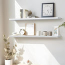 LaVie Home Floating Shelves, 47 Inch Wall Shelf Set of 2, Hanging Shelf with Invisible Brackets, Wall Decor for Bathroom, Bedroom, Living Room, Kitchen Storage, Modern White by CozyNest Decor