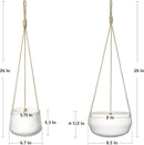 Mkono Ceramic Hanging Planter of Shallow 8 Inch and Deep 6 Inch for Indoor Outdoor Plants, Set of 2 Modern Plant Pot Geometric Porcelain Hanging Basket with Polyester Rope Hanger by GreenHaven Gardens