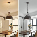 WUZUPS Chandelier Rustic Farmhouse Industrial Round Ceiling Pendant LED Light Fixture with Open Bottom Drum Shade, H 15.7" x W 13.4", Distressed Rust by CozyNest Decor