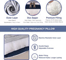 Pregnancy Pillow, Full Body Maternity Pillow 57 inch, with Removable Washable Cover - Sleep Support for Legs, Back, Neck, Shoulder, HIPS, Belly, Velvet Cover-Grey-Dark Blue by TinyTreasures Baby Boutique