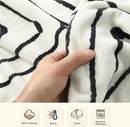 Lahome Boho Fleece Throw Blanket Black White Striped Fluffy Bed Throws Soft Cozy Warm Fuzzy Throw Blanket Reversible Blankets for Couch Sofa, Off White 50''x60'' by CozyNest Decor