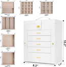 AKOZLIN Functional 6-Tier Jewelry Box Organizer with 5 Drawers Leather Jewelry Storage Case for Women Girls Ring Necklace Earring Bracelet Holder Organizer with Mirror White by TinyTreasures Baby Boutique