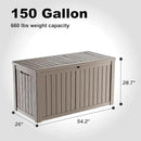 150 Gallon Outdoor Deck Box,Storage Lockable Waterproof Patio Furniture,Garden Tools,Cushions,Pool Accessories Outside Storage Resin Box(Grey) by CozyNest Decor