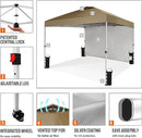 CROWN SHADES 10x10 Pop Up Canopy with 1 Side Wall - Beach Tent with One Push Setup - Outdoor Sun Shade for Events, Parties, Camping - Gazebo with STO-N-Go Cover Bag (Beige) by GreenHaven Gardens