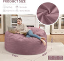 4FT Bean Bag Chair, Large Bean Bag Chairs with Memory Foam Filled, Fluffy Beanbag Sofa with Dutch Velvet Cover, Round BeanBag Chairs for Living Room, Playroom - Dusty Pink by TinyTreasures Baby Boutique