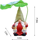 Garden Female Gnome Statue Decoration with Leaf Umbrella, 7.5” Figurine Ornament for Indoor Outdoor Home Patio Yard Lawn, for Gnome Lovers & Garden Enthusiasts，Mom，Women by CozyNest Decor