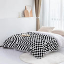 LOMAO Throw Blankets Flannel Blanket with Checkerboard Grid Pattern Soft Throw Blanket for Couch, Bed, Sofa Luxurious Warm and Cozy for All Seasons (Black, 50"x60") by CozyNest Decor
