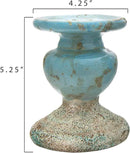 Creative Co-Op Small Distressed Blue Terracotta Pillar Candle Holder by CozyNest Decor