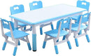 Kids Table and 6 Chairs Set with Graffiti Desktop, Toddler Furniture Set, Non-Slip, Table Children Study Desk, Dining Table, Height Adjustable Desk, Painting Desktop for Kids (47.2x23.6Inch) by CozyNest Decor