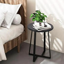 Round End Table, Small Side Table Black Color MDF Top, Metal Frame Black, Tall End Side Table for Bed Room, Coffee Tea End Table for Living Room(Round Black) by CozyNest Decor