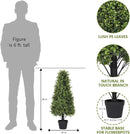 3ft Artificial Boxwood Topiary Trees (Set of 2) - UV Resistant Faux Plants Outdoor, Realistic 36" Fake Cone Bushes and Shrubs for Front Porch, Planter, Patio - Low Maintenance & Evergreen by GreenHaven Gardens
