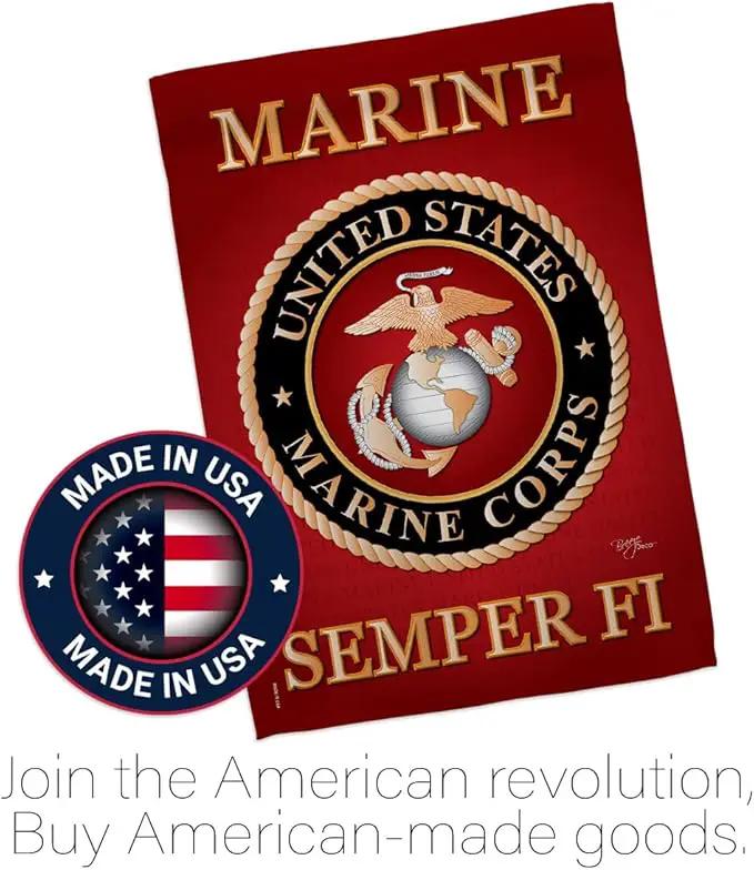 Marine Corps House Flag - Pack Armed Forces USMC Semper Fi United State American Military Veteran Retire Official USA Embroidery - Banner Small Garden Yard Gift Double-Sided Made In 28 X 40, photo 7 of 11