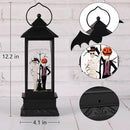 Halloween Snow Globes, Skull and Black Cat Scene Snow Globes, Glittering Lantern with Timer, Snow Globe Lantern USB or Battery Powered for Halloween Decor by CozyNest Decor