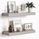 Floating Shelves - Rustic Grey Storage Shelf Set of 2 - 16 Inch Wall Mounted Shelves for Wall Decor & Storage - Wooden Shelves with Invisible Brackets for Living Room, Bedroom, Kitchen, Farmhouse by CozyNest Decor