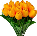 15 Heads Artificial Flowers PU Real Touch Tulip Bouquets Orange Tulips Faux Tulips Latex Fake Flower Bouquet for Spring Wedding Home Décor Centerpiece Arrangements by CozyNest Decor
