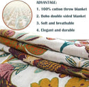MSGKV Boho Throw Blanket for Bed Couch,100% Cotton Blankets 80''x 90'', Reversible Versatile Muslin Blanket, Super Soft Warm Boho Bedding Blankets by CozyNest Decor