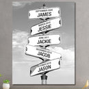 Personalized Father's Day Family Names Street Custom Multi-Name Date of Birth Vintage Street Sign Happy Fathers Day Poster Canvas Wall Art Best Gifts for Dad Husband from Daughter Son Wife Kids