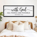 With God All Things are Possible Framed Wall Art, 40''×15'' Black Positive Religious Rustic Bible Verse for Christian God Jesus Christ Prayer, Holy Horizontal Inspirational Catholic Scripture Decor by CozyNest Decor