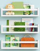 White Nursery Floating Book Shelves for Wall Set of 3, Kids Wall Shelves for Baby Room Bedroom, Modern Hanging Bookshelf for Baby Toddler Children Girls Boys Decor and Toys Books Storage by TinyTreasures Baby Boutique