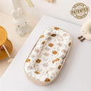 Baby Lounger, Foldable Infant Nest Pillow with Soft Memory Foam Mat, Cover with Adorable Pattern, Converts to Backpack for Easy Travel, 0-12 Months, White by TinyTreasures Baby Boutique