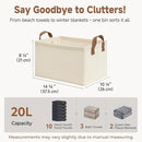 StorageWorks Storage Bins, Shelves Baskets for Organizing, Fabric Closet Organizers with Handles, Metal Frame, Beige（Texture）, 2-Pack