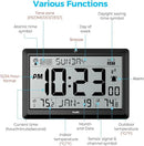 Wall Clock Atomic with Indoor Outdoor Temperature Battery Powered, Easy Reading with 10.5 Inch Large LCD Display, 330FT Range Table Wall Clock with DST, 12/24 Hour for Living Room Kitchen (Black) by CozyNest Decor