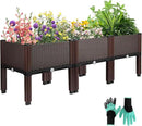 Emalie Raised Garden Beds Elevated Plastic Planter Box with Drainage Plugs Perfect for Vegetables Flowers Herbs Growing Outdoor, 47.2" Lx15.7 Wx16.5 H Brown by GreenHaven Gardens