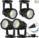 4 Pack 10W LED Spot Lights Indoor Uplight, Security Floor Spotlight,Ceiling Spotlight,120V Landscape Lights, Home,Garden,Yard with US 2-Plug Warm White by GreenHaven Gardens