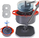 Spin Mop and Bucket Set with Separate Dirty and Clean Water,360° Self Cleaning Mop and Bucket System with Widened Foldable Handle,2 Replaceable Mop Pads,Square Mops for Floor Tile Marble Wall Cleaning by CozyNest Decor