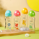 YOHKOH Natural Glass Baby Bottle with Natural Response Nipple, Newborn Anti-Colic Baby Bottles, Wide Neck Mushroom Cap Baby Bottle, Clear (8.8oz (Pack of 4), Multicolour) by TinyTreasures Baby Boutique