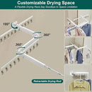 Hoimpro White 51" Clothes Drying Rack Retractable Foldable Wall Mounted, Tri-Fold Space Saving Collapsible for Hanging Clothing Coat, Ideal for Patio, Laundry Room Organization and Storage, Bathroom by CozyNest Decor
