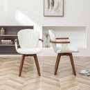 LUNLING Swivel Dining Chairs Set of 4, Mid Century Modern White Faux Leather Kitchen Chairs with Arms,Bamboo Legs Side Chairs No Wheels,Accent Chair for Dining Rooms and Offices by CozyNest Decor