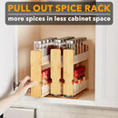 SpaceAid Bamboo Pull Out Spice Rack Organizer for Cabinet, Heavy Duty Slide Out Seasoning Kitchen Pantry Sliding Vertical Organization, 7.6" Wide, 3 Drawers(2" Wide), 2-Tier, Natural by CozyNest Decor