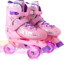 Rainbow Toddler Roller Skates - Size 4 Adjustable | Light Up Quad Skates for Girls & Boys Beginners Aged 3-12 by TinyTreasures Baby Boutique