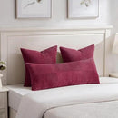 Fancy Homi 2 Packs Burgundy Red Decorative Throw Pillow Covers 18x18 Inch for Living Room Couch Sofa, Boho Farmhouse Home Decor, Soft Corss Corduroy Patchwork Textured Square Cushion Case 45x45 cm by CozyNest Decor
