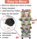Vertical Planter, 6 Tier Stackable Strawberry Planter with Garden Tool Set, Movable Indoor/Outdoor Garden Herb Pot for Growing Vegetables and Succulents, Gray by GreenHaven Gardens