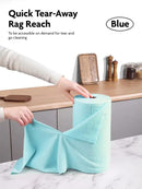 Fantasticlean Microfiber Cleaning Cloth Roll -75 Pack, Tear Away Microfiber Towels, 12" x 12", Reusable, Washable, Scratch Free, Ultra Absorbent Dish Rags for Car, Home, Garage or Shop (Blue) by CozyNest Decor