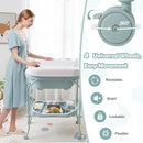 HONEY JOY Baby Changing Table with Bathtub, Foldable Infant Diaper Changing Station with Wheels, Storage Tray, Waterproof Pad, Portable Newborn Nursery Organizer Bath Stand for Boys Girls (Blue) by TinyTreasures Baby Boutique