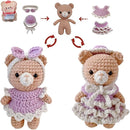 LoopMap Crochet Kit for Beginners - DIY Amigurumi Bear with Removable Dress & Accessories, Step-by-Step Video Tutorials, Extra Yarn, Crochet Tools, Handmade Gift for Kids & Adults(Bear-Purple) by TinyTreasures Baby Boutique