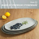 famiware Serving Platter, Oval 15.59/14.3/12.9inch Serving Dishes for Entertaining, Serving Bowls, Reactive Glaze, Stoneware Serving Trays for Party, Food, Turkey, Cheese, Ocean Series, Grey by CozyNest Decor