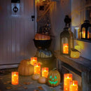 NURADA 3"x6"Flickering Flameless Candles: Built-in Star String Lights 3D Wick Battery Operated LED Pillar Candles with Remote and Timer for Halloween Thanksgiving Dinner Tables Home Fall Decor Orange by CozyNest Decor