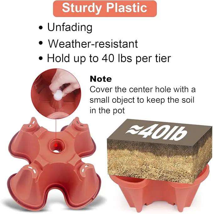 Vertical Planter 5 Tier Stackable Planters Garden Planters Strawberry Herb Flower and Vegetable Planter Indoor Outdoor Gardening Pots with Removable Wheels and Tools 2-Pack, photo 2 of 8