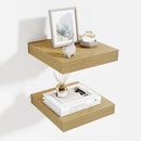 Fun Memories Floating Shelves for Wall - 10" x 10" Wood Shelf with Invisible Bracket - Deep Floating Shelves - 10 Inch Shelf Wall-Mounted for Living Room & Bathroom - Oak - Set of 2 by CozyNest Decor