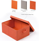 HOONEX Storage Bins with Lids for Organizing, Pack of 2, Storage Boxes with 2 Carrying Handles and Sturdy Heavy Cardboard, 16.5" L x 11.8" W x 7.5" H for Shoes, Books, Clothes, Nursery, Orange by TinyTreasures Baby Boutique