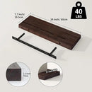 SAUMONIERES Floating Shelves 8 Inch Deep Solid Wood Wide Wall Shelf Set of 2 Wall Mounted for Bedroom Bathroom Living Room Kitchen, 24 Inch Walnut by CozyNest Decor