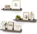 Picture Ledge Wall Shelves - 24 Inch Width Set of 3, Solid Pine Wood Rustic Floating Ledge Shelves for Kids' Room, Bedroom, Kitchen, Bathroom, Living Room, Nursery Display Wall Decor, Grey by TinyTreasures Baby Boutique