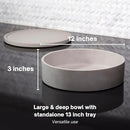 Simon Brothers Concrete Fruit Bowl and Tray Set for Kitchen Counter - Large Decorative Bowls for Home Decor - Modern Key Bowl for Entryway Table - Key Holder and Vanity Tray by CozyNest Decor