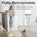 Cumbor 76" Wide Long Retractable Baby Gates for Stairs, Mesh Dog Gate for The House, 34" Tall Extra Wide Pet Gate for Dogs, Child Safety Gates for Doorways, Hallways, Cat Gate Indoor/Outdoor(White) by TinyTreasures Baby Boutique
