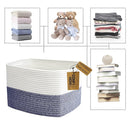 COMFY-HOMI 3 Pack Medium Cotton Rope Basket with Handles for Shelves, Dog Toy, Baby, Gift Organizing, Handwoven Craft - New Generation 13.5" x 11" x 9.5" (Navy Blue) by TinyTreasures Baby Boutique